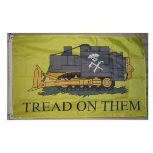 Killdozer Tread On Them 3'x5' yellow Flag banner Gadsden Don't Tread on Me